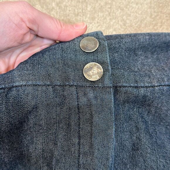 Sandro Sportswear Heathered Blue Trouser Cropped Capri Pleated Women Size 14 - Picture 10 of 10